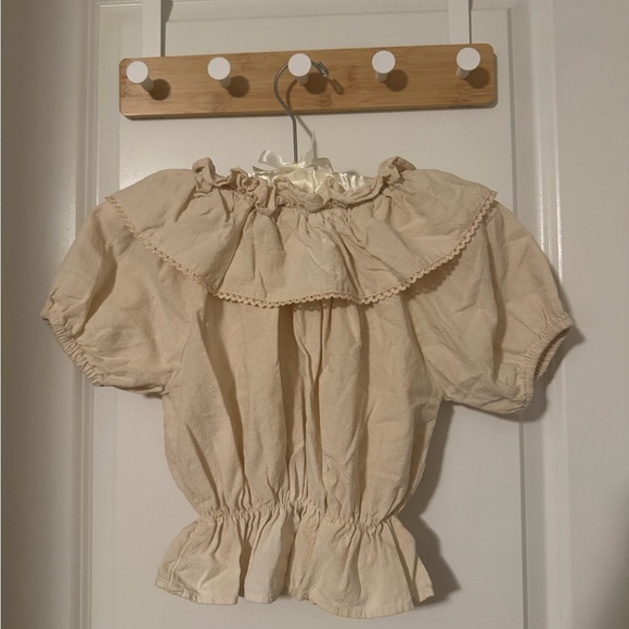 Off-Shoulder Cream Button-Up Top - Picture 7 of 7